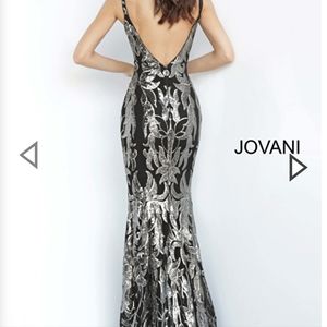 Jovani Black and Silver Gown